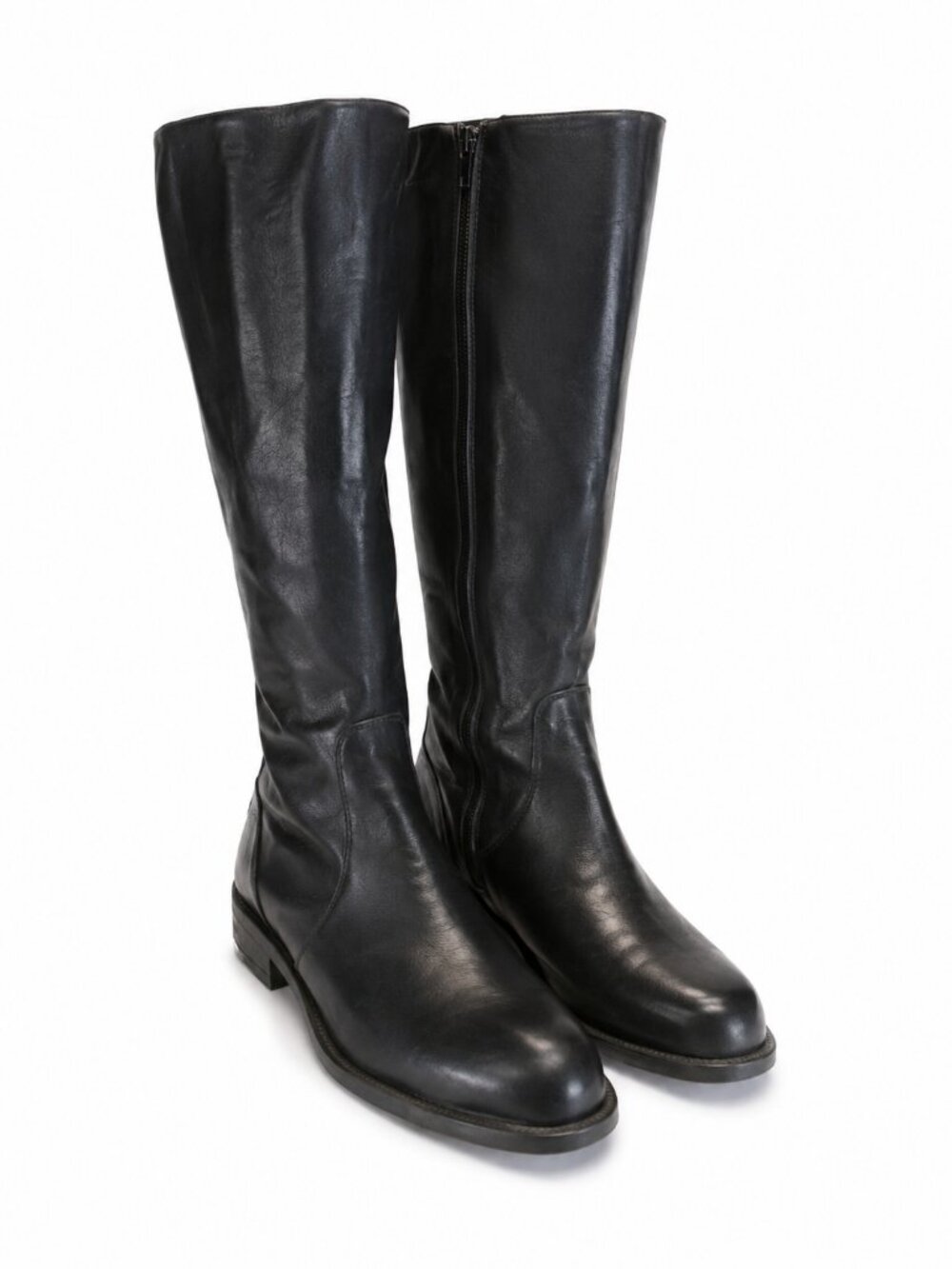 Frau Made in Italy Black Leather Riding Boots Tall Zip Womens 39 US 8
